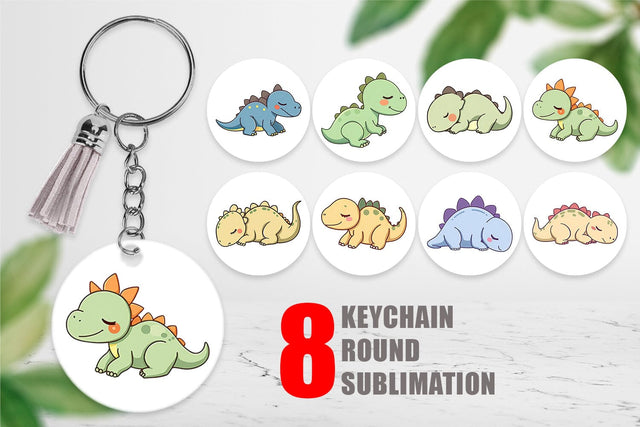 Keychain Sleeping Dinosaur Sublimation artnoy 