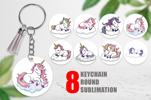 Keychain Sleeping Unicorn Sublimation artnoy 