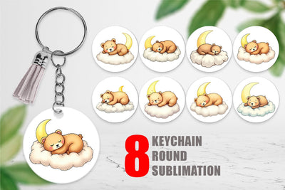 Keychain Sleepy Bear Cloud Sublimation artnoy 