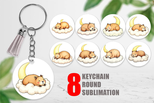 Keychain Sleepy Capybara Cloud Sublimation artnoy 