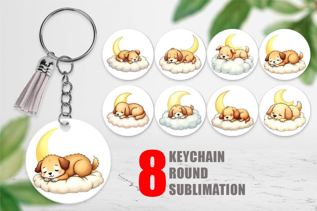 Keychain Sleepy Dog Cloud Sublimation artnoy 