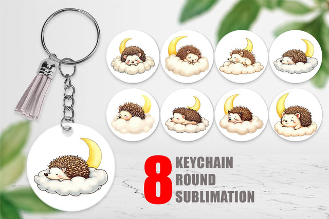 Keychain Sleepy Hedgehog Cloud Sublimation artnoy 