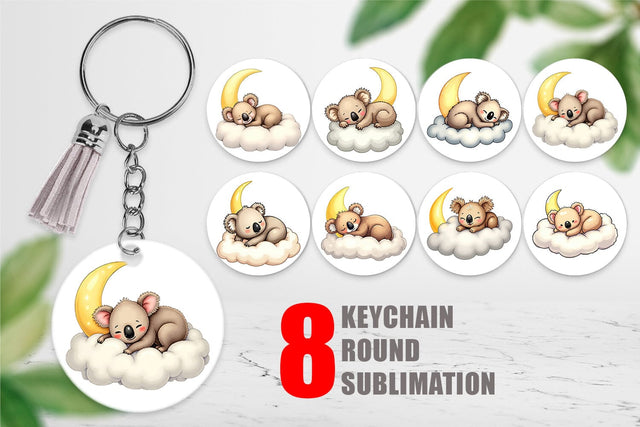 Keychain Sleepy Koala Cloud Sublimation artnoy 