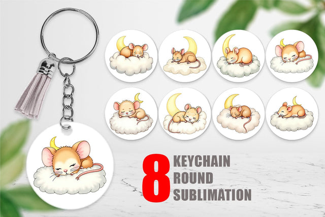 Keychain Sleepy Mouse Cloud Sublimation artnoy 