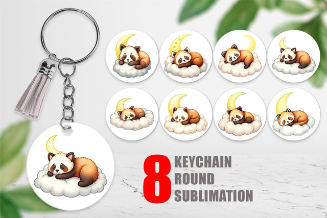 Keychain Sleepy Panda Cloud Sublimation artnoy 