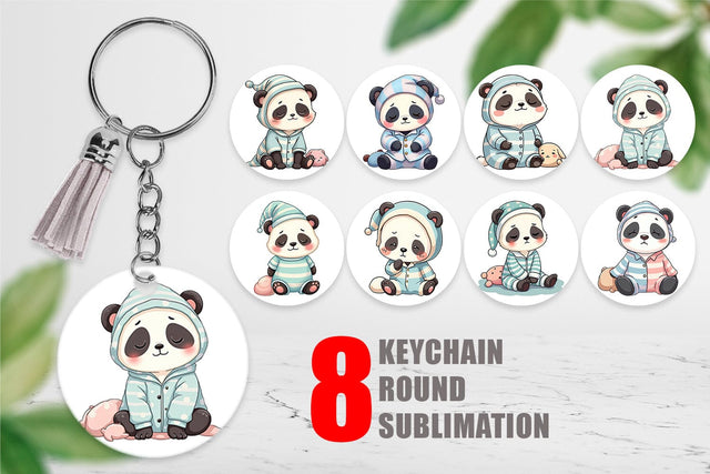 Keychain Sleepy Panda Sublimation artnoy 