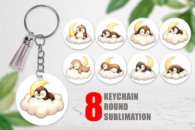 Keychain Sleepy Penguin Cloud Sublimation artnoy 