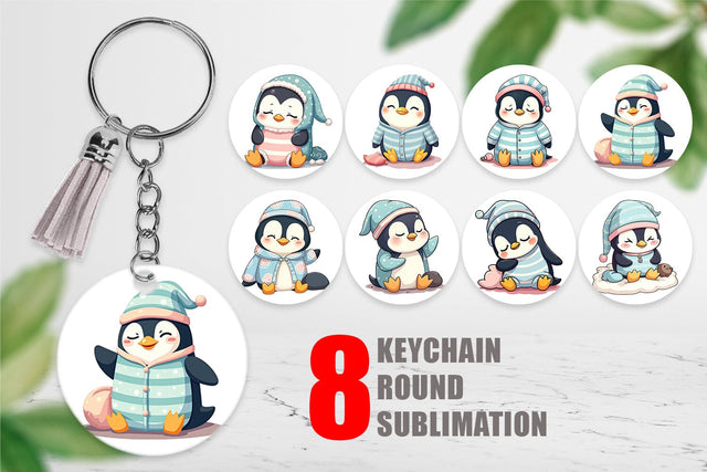 Keychain Sleepy Penguin Sublimation artnoy 