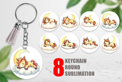 Keychain Sleepy Pony Cloud Sublimation artnoy 