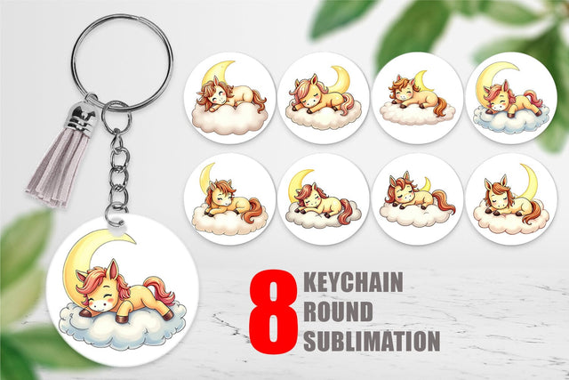 Keychain Sleepy Pony Cloud Sublimation artnoy 