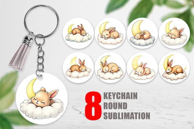 Keychain Sleepy Rabbit Cloud Sublimation artnoy 