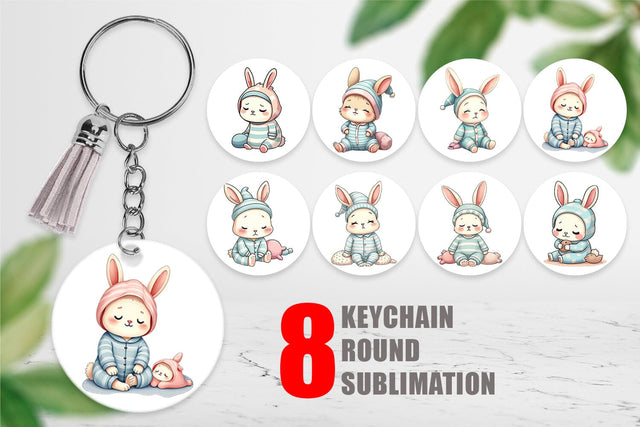 Keychain Sleepy Rabbit Sublimation artnoy 