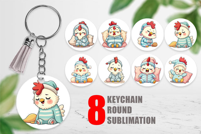 Keychain Sleepy Rooster Sublimation artnoy 