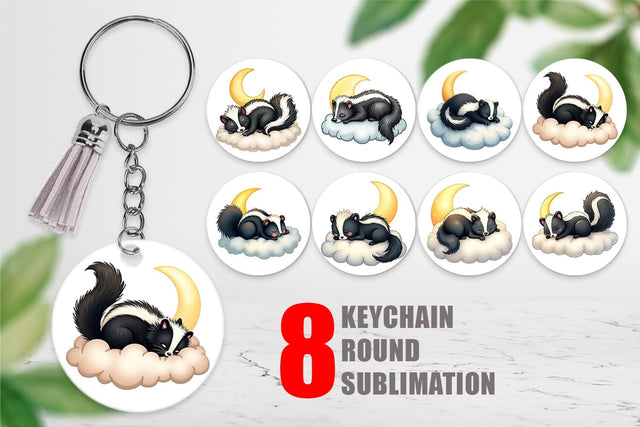 Keychain Sleepy Skunk Cloud Sublimation artnoy 