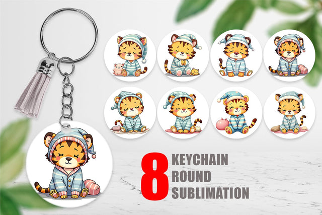 Keychain Sleepy Tiger Sublimation artnoy 