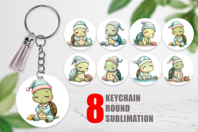 Keychain Sleepy Turtle Sublimation artnoy 