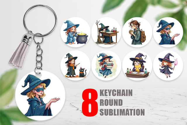 Keychain Sleepy Witch Intern Sublimation artnoy 