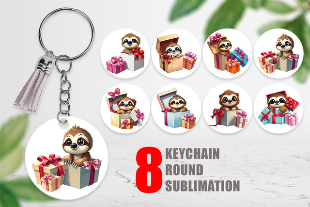 Keychain Sloth Gift Sublimation artnoy 