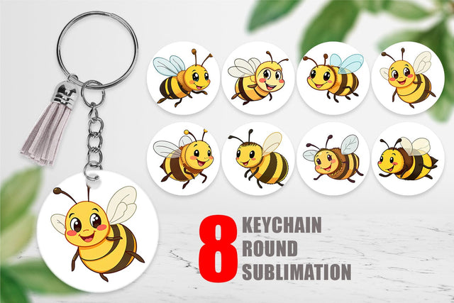 Keychain Smiling Bee Sublimation artnoy 