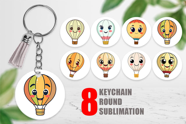 Keychain Smiling Hot Air Balloon Sublimation artnoy 