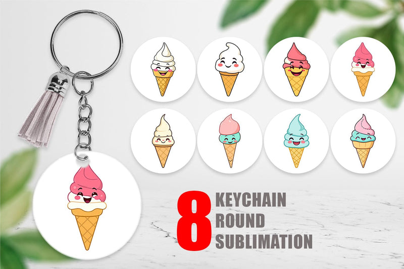 Keychain Smiling Ice Cream Sublimation artnoy 