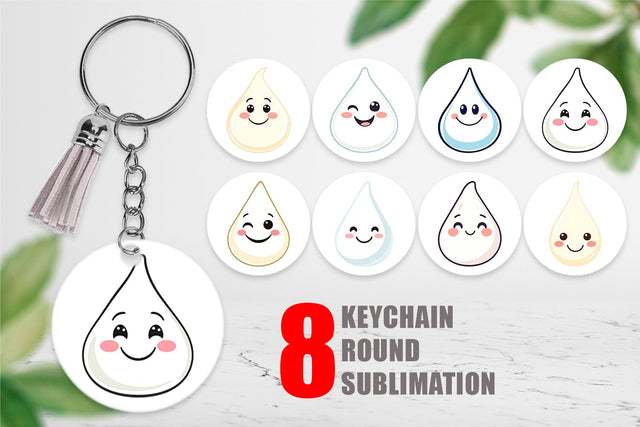 Keychain Smiling Milk Drop Sublimation artnoy 