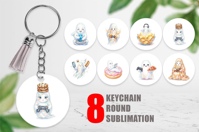 Keychain Snack Time Gamer Ghost Sublimation artnoy 