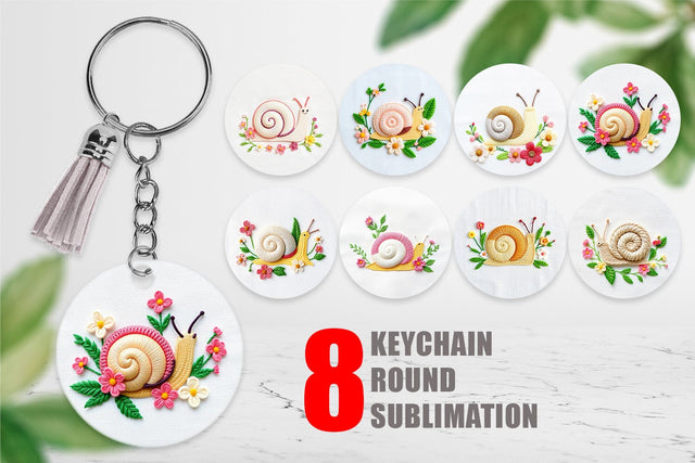 Keychain Snail Embroidery Sublimation artnoy 