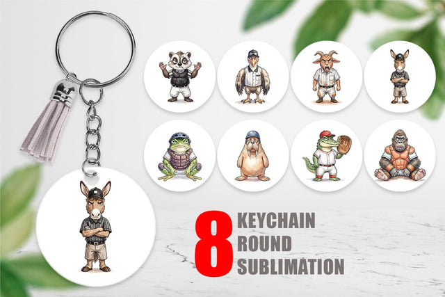 Keychain Snarky Baseball Catcher Watercolor Sublimation artnoy 