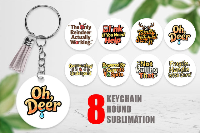 Keychain Snarky Reindeer Holiday Sublimation artnoy 