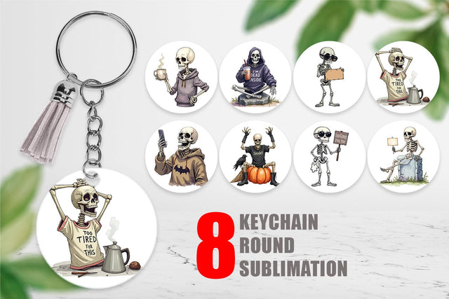Keychain Snarky Skeleton Sublimation artnoy 