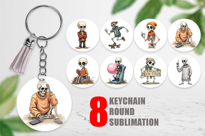 Keychain Snarky Skeleton Sublimation artnoy 
