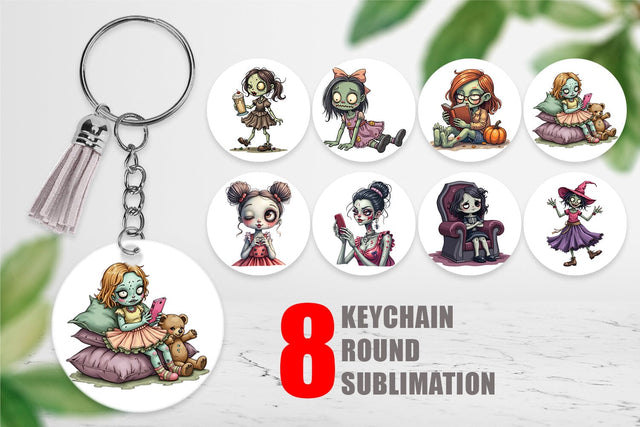 Keychain Snarky Zombie Doll Sublimation artnoy 