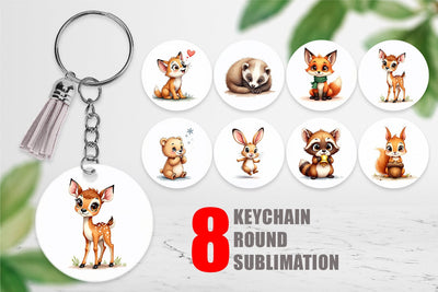 Keychain Snow Buddies Watercolor Sublimation artnoy 