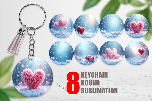 Keychain Snow Hearts Sublimation artnoy 