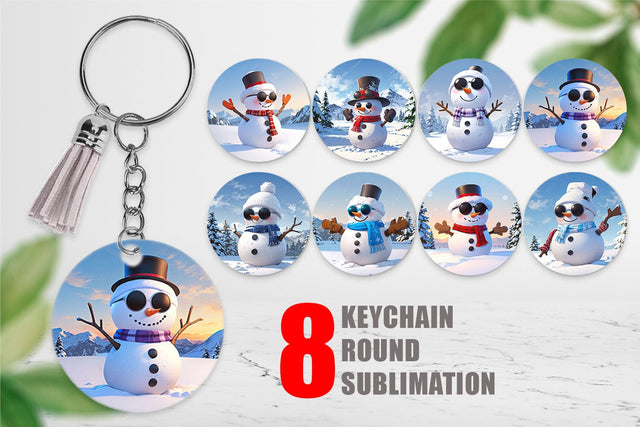 Keychain Snowman Christmas Sublimation artnoy 