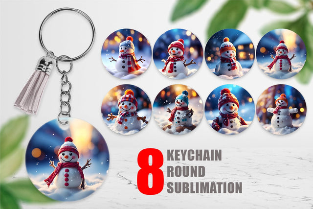 Keychain Snowman Christmas Sublimation artnoy 