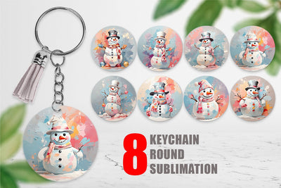 Keychain Snowman Painting Sublimation artnoy 