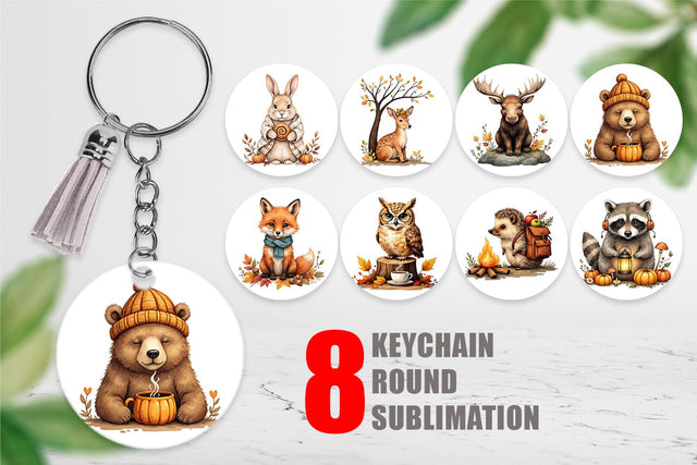 Keychain Snuggly Fall Critters Sublimation artnoy 