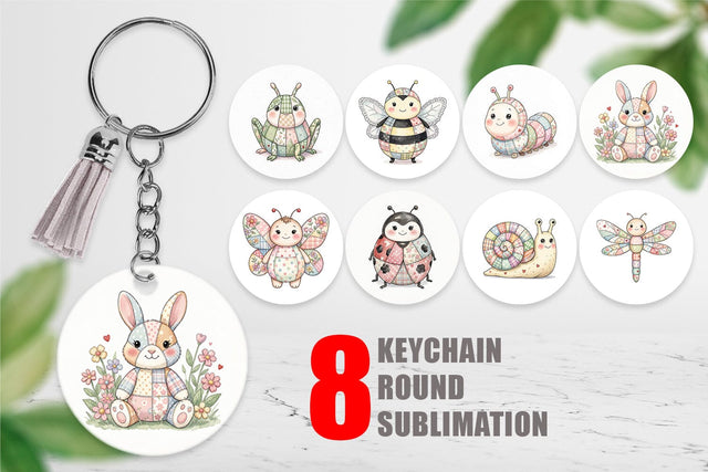 Keychain Soft Garden Patchwork Watercolor Sublimation artnoy 
