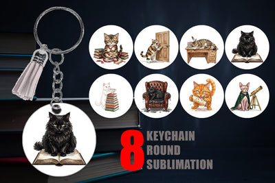 Keychain Spiteful Cat Dark Academia Watercolor Sublimation artnoy 