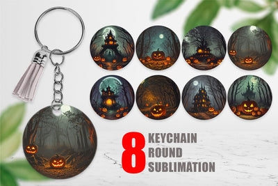 Keychain Spooky Forest Halloween Sublimation artnoy 