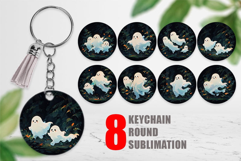 Keychain Spooky Halloween Ghosts Sublimation artnoy 