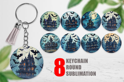 Keychain Spooky Haunted House Sublimation artnoy 