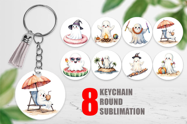 Keychain Spooky Summer Ghosts Sublimation artnoy 