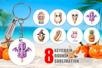 Keychain Spooky Summer Snack Watercolor Sublimation artnoy 