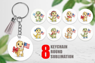 Keychain Spotted Patriotic Outfit Dino Sublimation artnoy 