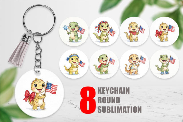 Keychain Spotted Patriotic Outfit Dino Sublimation artnoy 