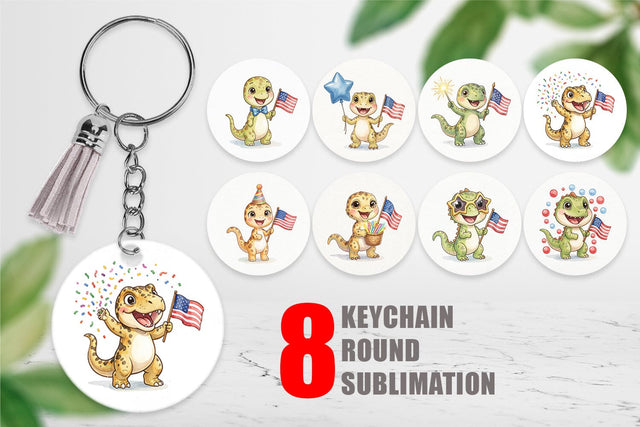 Keychain Spotted Starry Dino Watercolor Sublimation artnoy 
