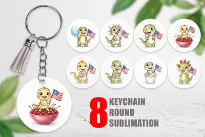 Keychain Spotted Summer Treats Dino Watercolor Sublimation artnoy 